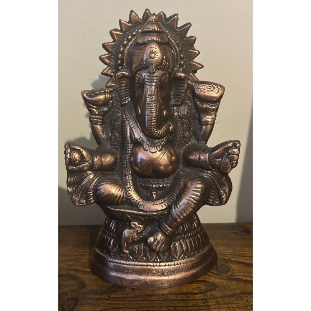 Rare  Vintage Rose Gold Copper Lord Ganesha Statue